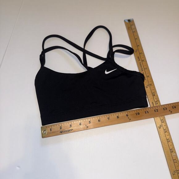 Nike Dri‑FIT Strappy Sports Bra Small Black Low Impact Removable Pads Swoosh - Picture 9 of 10